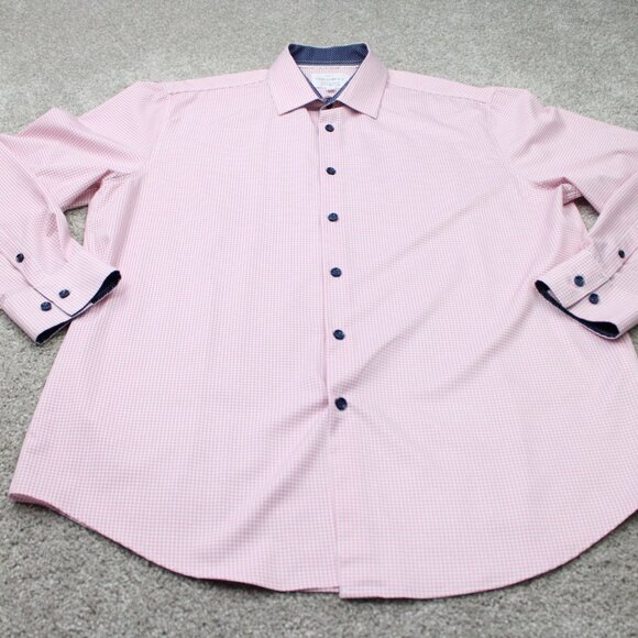 Construct Shirt Mens XL, 17-17 1/2, 34/35 Pink Slim Fit 4 Way Stretch Flip Cuff - Picture 3 of 13